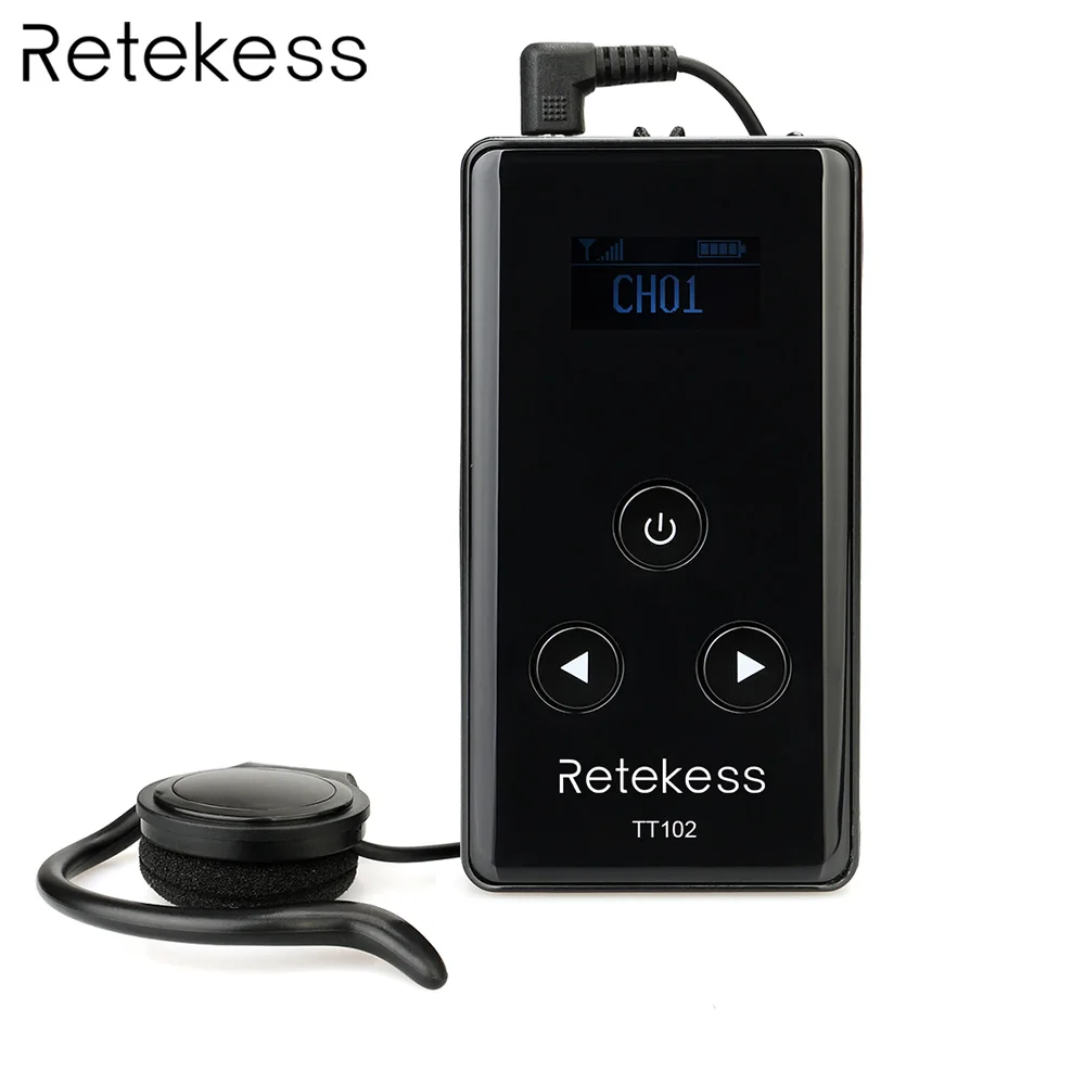 

Retekess TT102 Wireless Audio Receiver 99 Channel 195-230 MHz for Tour Guide System Simultaneous Interpreting Meeting Teaching