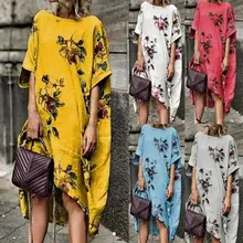 Для женщин бохо платье с цветочным рисунком; женская летняя сорочка, Пляжное платье, платье Вечерние вечернее праздничное пляжное Повседневное свободные жабо Открытое платье без рукавов