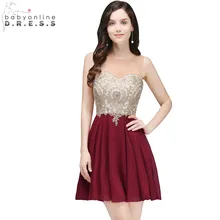 Vestido de Festa Curto Элегантное Бордовое Кружевное Короткое Вечернее Платье Дешевые Платья Для Выпускного Вечера C Аппликацией Из Шифона