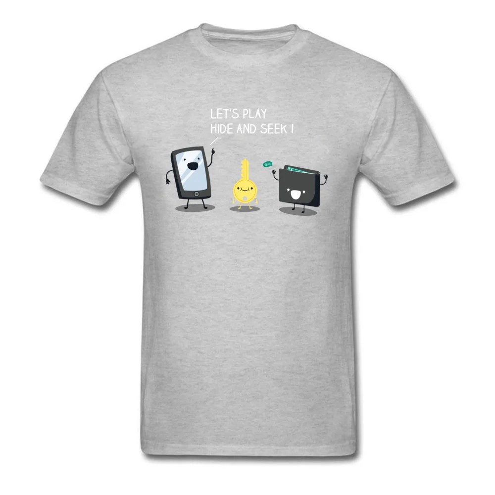 Europe Lets play a game Men T-shirts Cute April FOOL DAY Short Sleeve Crew Neck Cotton Fabric T Shirt Normal Tee Shirt Lets play a game grey