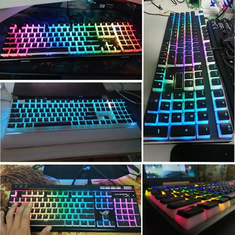 RGB 110 Keycaps ANSI макет добавить ISO PBT пудинг двойной кожи молочный снимок с подсветкой Keycap с Keycap доской для хранения OEM Cherry