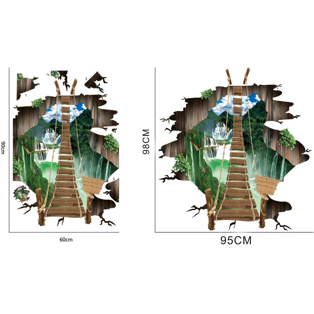 3D мост наклейки на пол, на стену съемные настенные наклейки для ванной комнаты Kichen DIY наклейки для гостиной пол украшение дома 8S19
