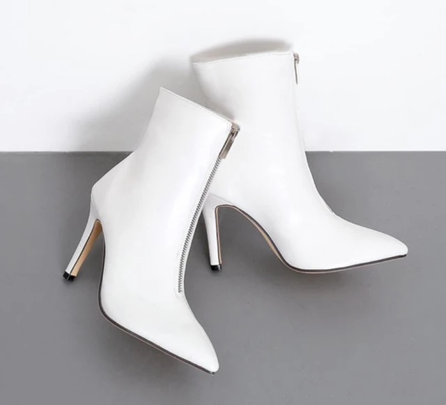 Botas blancas de fe finas tacones botas cortas de punto, botas de moto de moda finas para zapatos de mujer - AliExpress Mobile