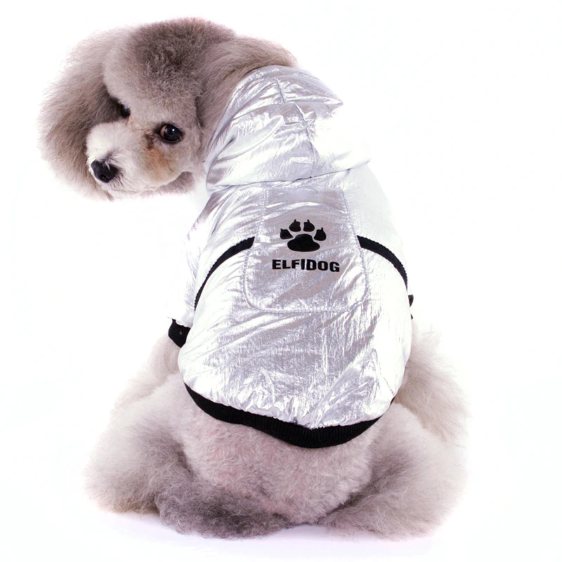 Спортивная Серебристая куртка для собак, одежда для собак, теплый Модный Зимний пуховик с хлопковой подкладкой для щенков, одежда XS XXL Frenchie бульдог терьер