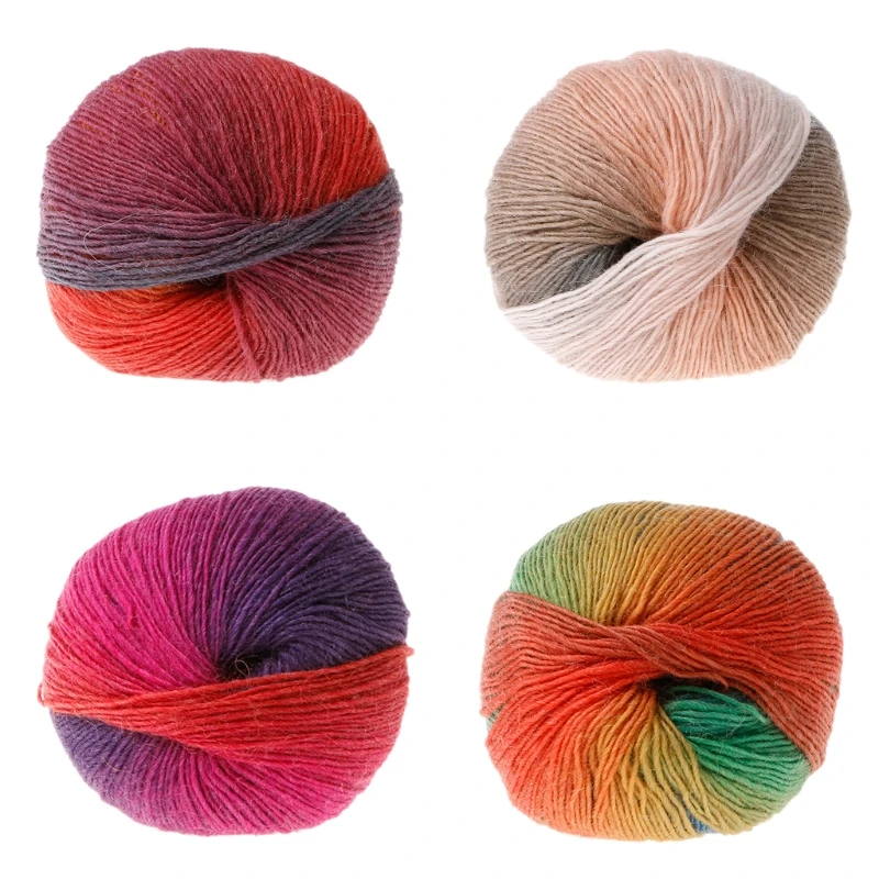 

1Ball 50g Hand-woven Rainbow Colorful Crochet Cashmere Wool Blend DIY Yarn Knitting