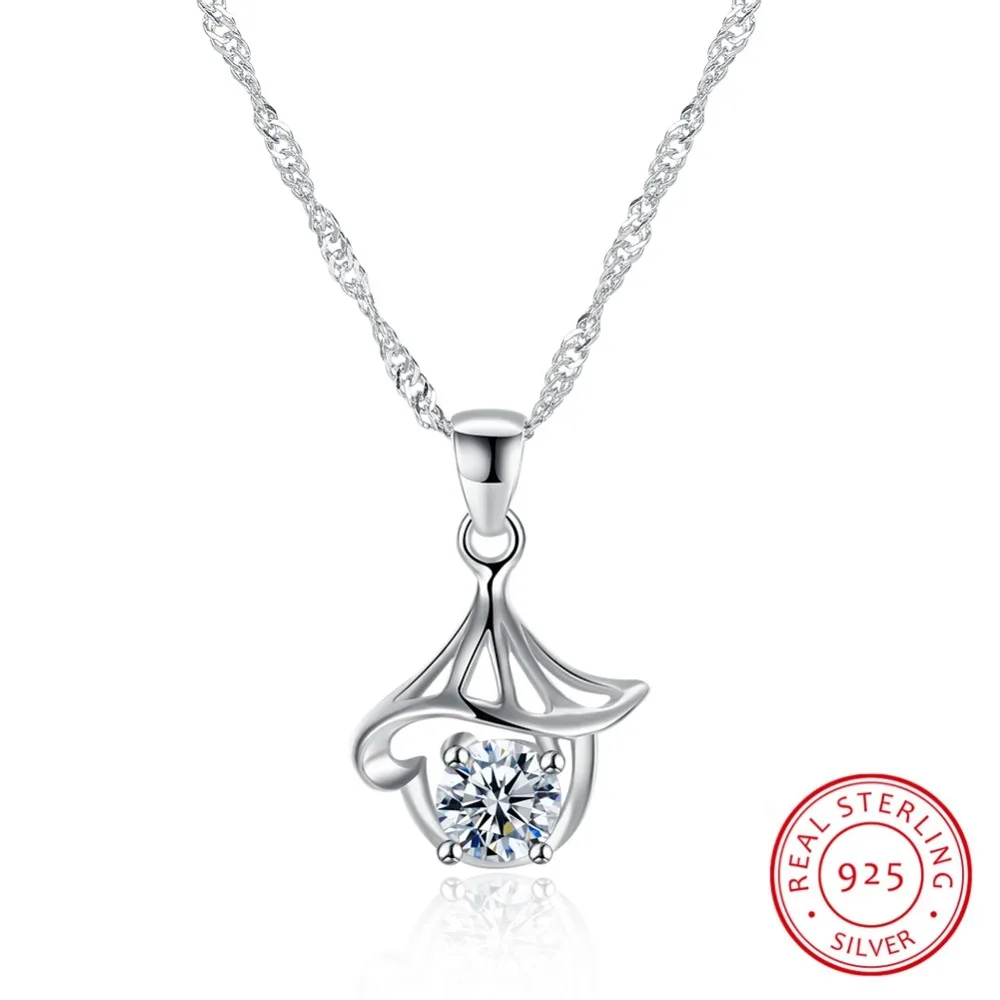 

925 Sterling Silver Necklace Women New Flickering Crystal Design Ladies Pendant Necklace Necklace Jewelry Halloween Gift Acrylic