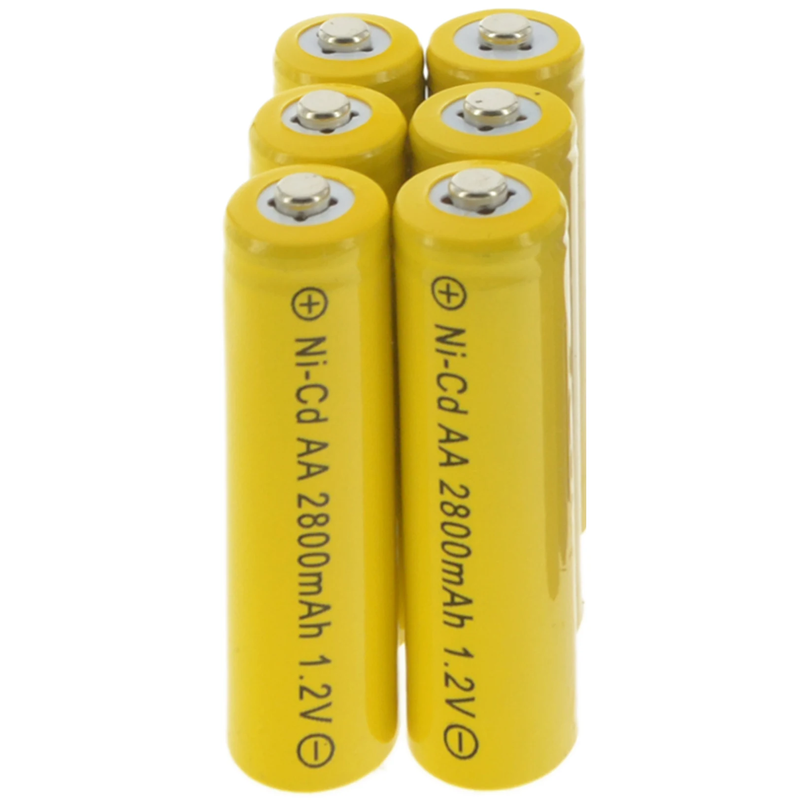 6x AA батареи оптом никель кадмиевые перезаряжаемые NI cd 2800mAh 1 2 V желтый|aa battery|battery