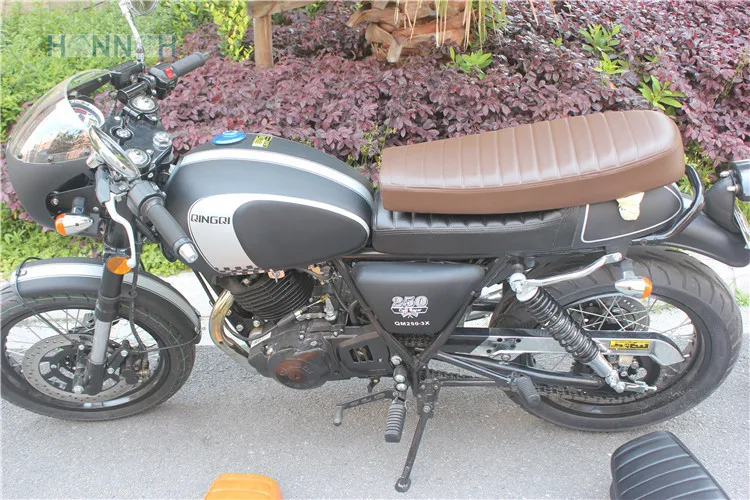 Black Motorcycle PU Leather Vintage Cafe Racer Seat Hump Saddle Cushion Racer Vintage Seat Cushion