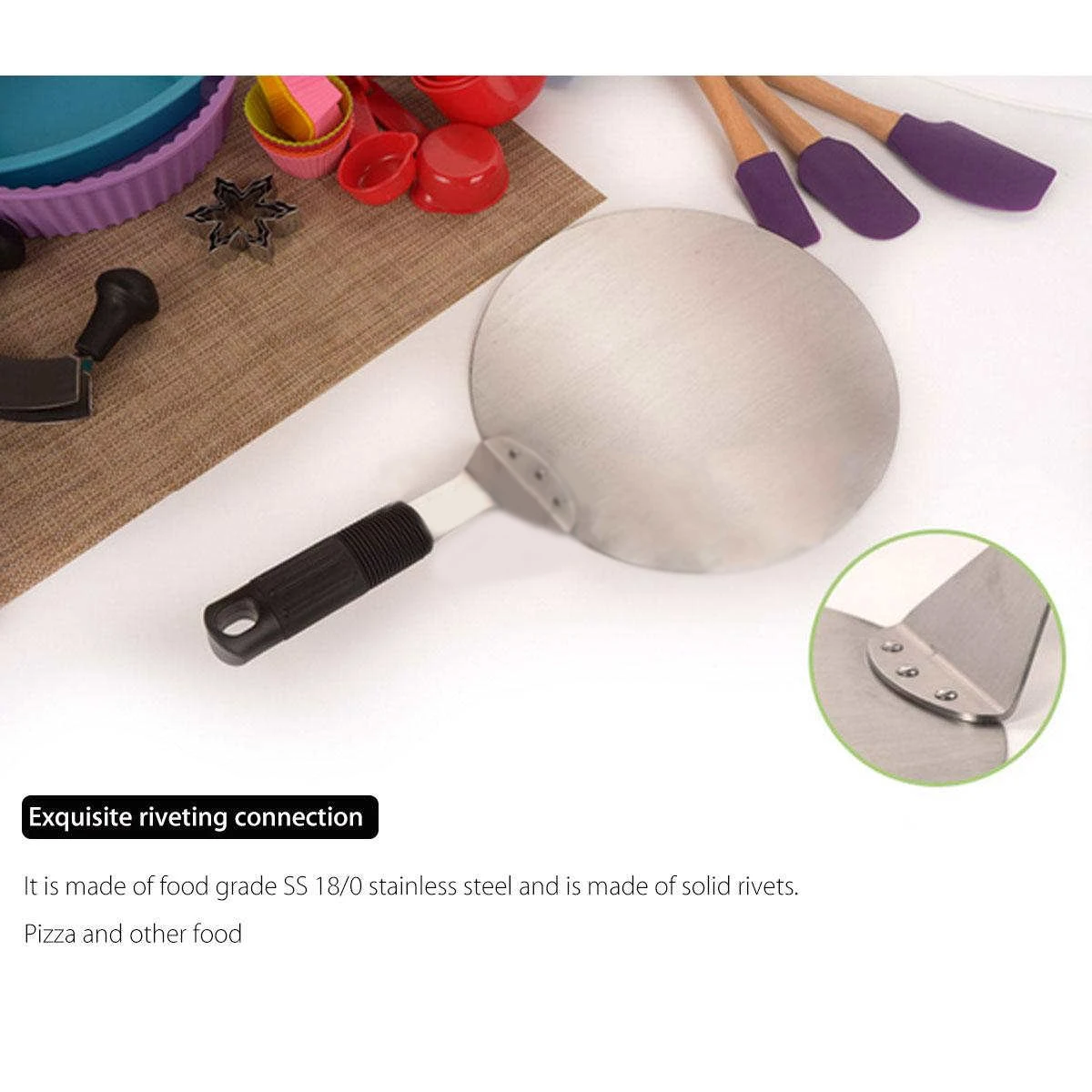 JX-LCLYL Pizza Peel Bakers Paddle Spatula Tray Pan Tableware Tools Stainless Steel