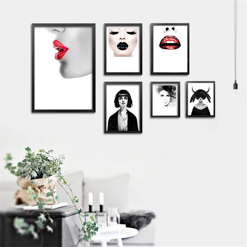 

Black Wall Art Canvas Posters Painting Figures Art Print Picture Fashion Girls Wall Pictures For Bedroom