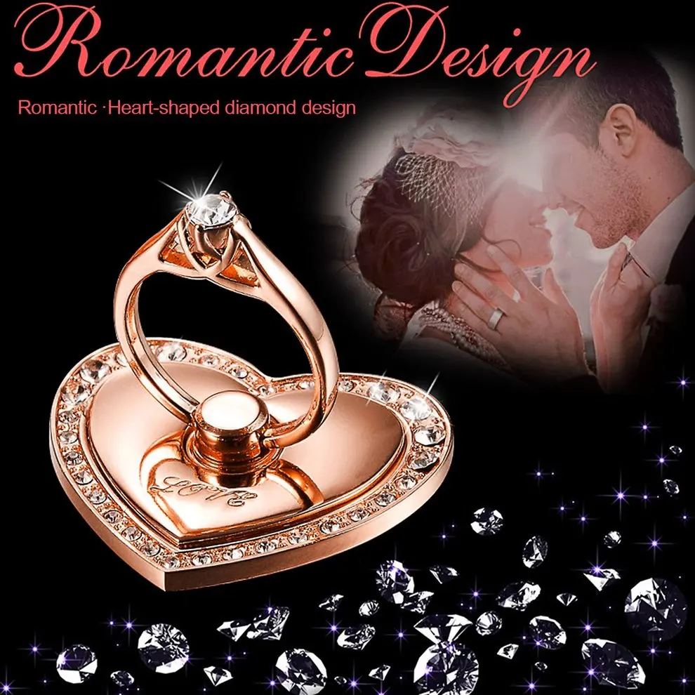 

8pcs Rose Gold Color Unique Mobile Phone Ring Support Mobile Phone Holder Diamond Stand Lazy Holder Luxury Smartphone Holders