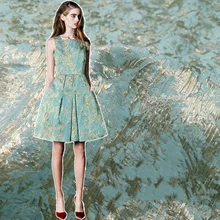 Бирюзовая голубая жаккардовая ткань блестящая ткань парча ткань для костюмного платья 130 см в ширину