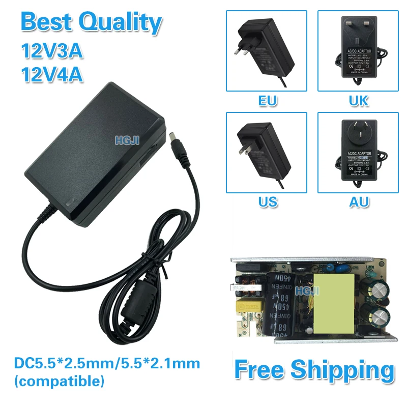 

AC90V-240V to DC12v 3a 36w Charger 12v 4a power supply adapter LED Light transformer 12V3A 12V4A For LCD Switch Adapter