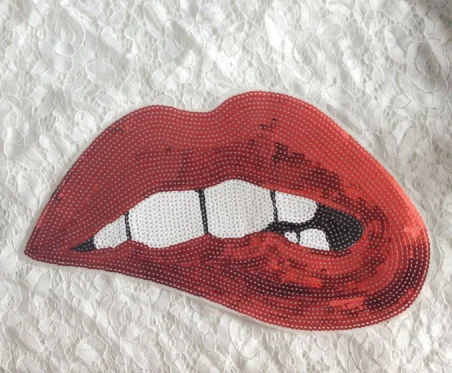 

Teeth Lips Sequins Embroidery Patches Apparel Accessories Applique Armbands DIY Large cloth stickers