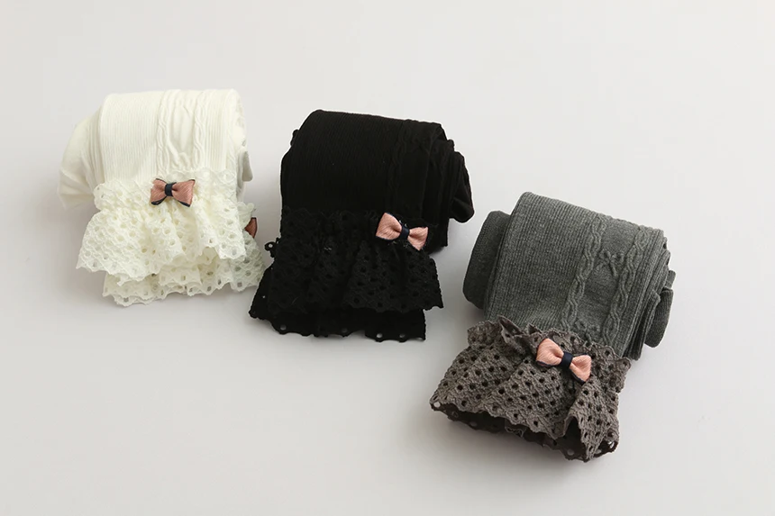 

Girls Cotton Winter Leggings With Bow Kids Toddler Lovely Lace Pants Bulk Wholesale Clothes Autumn Children Straight Trouser