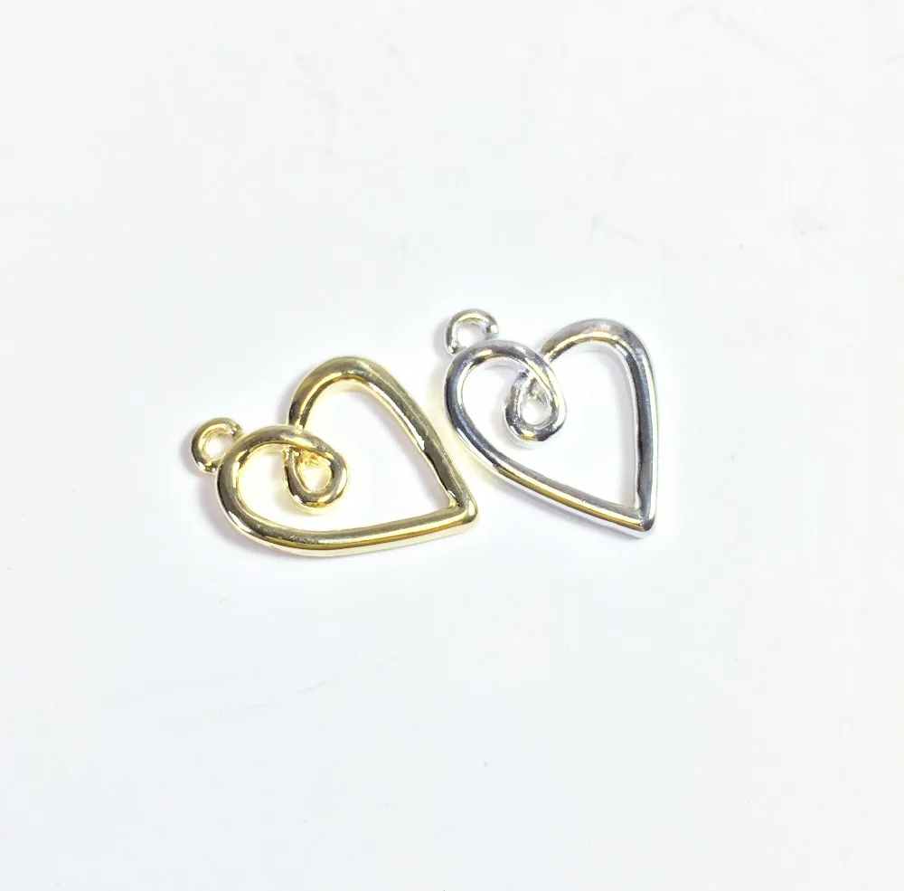 

Eruifa 20pcs 13*16mm Zinc alloy Open Heart Wholesales necklace,earring bracelet jewelry DIY handmade 2 color