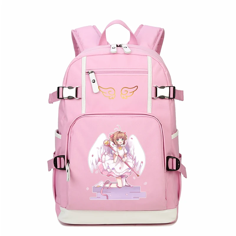 

Anime Card Captor Pink Cute Backpack Mochila Feminina SAKURA Kawaii Women Shoulder Bags Canvas School Bags Rucksack Bookbag
