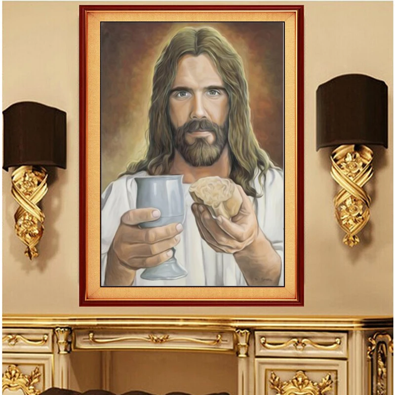 5D Round diamond painting Jesus & diy diamond mosaic cross stitch Home