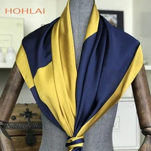 Новые Весенние простые квадратные шарфы для дам яркие цвета шелковый шарф 90*90 см осеннее шелковое кашне мусульманские платки
