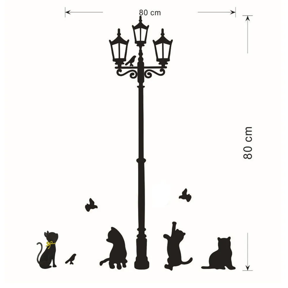 

Decoration pillow Home Decoration Cats Street Lamp Lights Stickers Wall Decal Removable Art Vinyl Decor