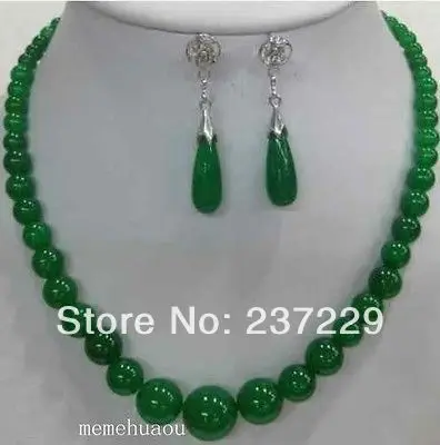 

Wholesale price FREE SHIPPING ^^^^Pretty real nature green stone necklace earring set