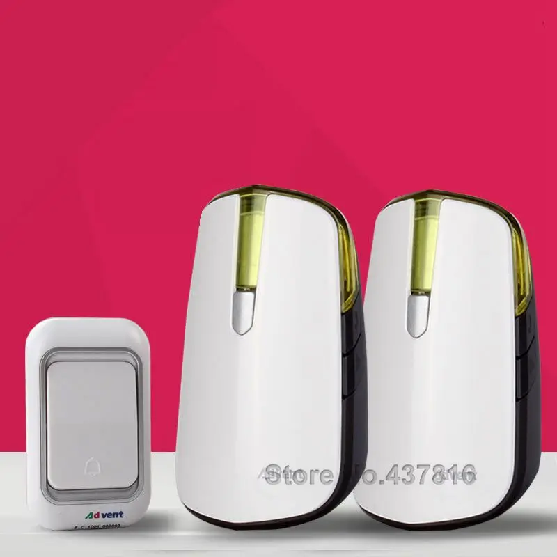Household Wireless Doorbell,1 Transmitter+2 Receivers, Waterproof Electronic Elderly Pager Nightlight Max Receive distance 280M Household Wireless Doorbell,1 Transmitter+2 Receivers, Waterproof Electronic Elderly Pager Nightlight Max Receive distance 280M