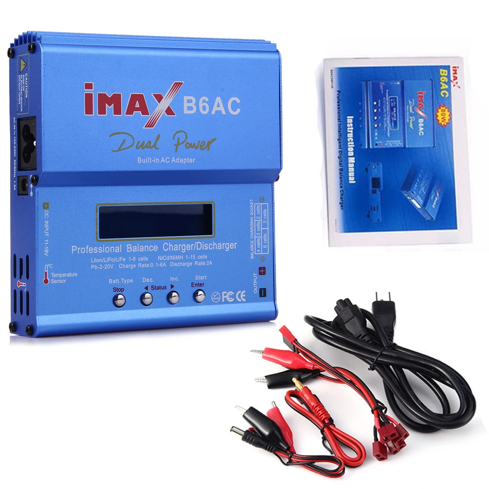 

IMAX B6AC Digital AC 80W Lipo NiMH Nicd Lithium Battery Balance Charger Discharger With LCD Screen Power Supply EU Plug RC B6