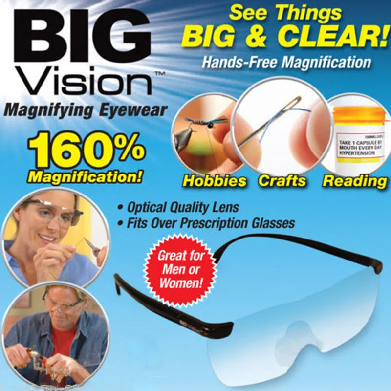 New-Big-Vision-Magnifying-Eyewear-Glasses-See-160-More-Better