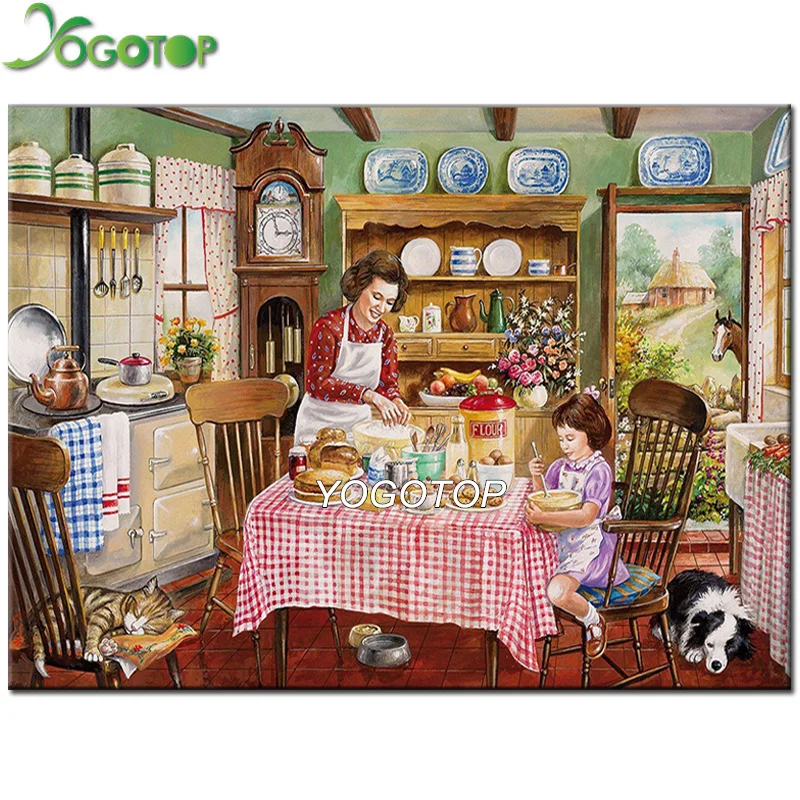 

YOGOTOP 5D Diy Diamond Painting Cross Stitch kitchen food Home Decor Square Drill Mosaic Pattern Full Diamond Embroidery QA308