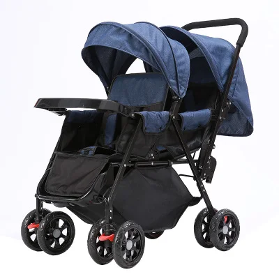 360 градусов Omni-направляющие колеса коляска для близнецов детская коляска автомобиль свет двойная сдвоенная прогулочная коляска для младенцев тележка коляска - Цвет: 288nv