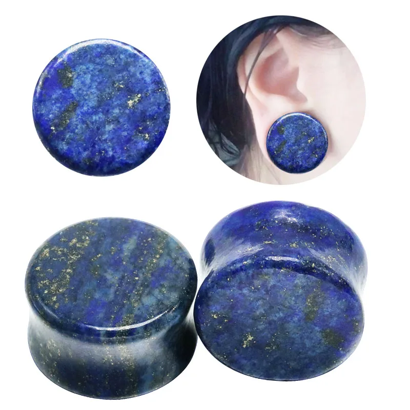 

1 Pair New Stone Lapis Lazuli Ear Plugs and Tunnels Gauges Piercing Expander Stretcher Body Jewelry 6-16mm