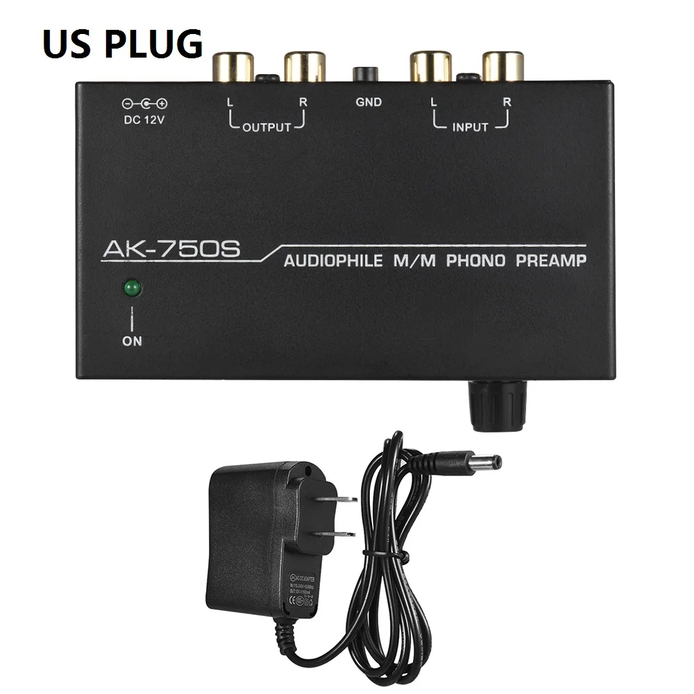 US Plug Аудиофил M/M Phono Предварительный усилитель с контролем уровня RCA входные и выходные интерфейсы - Цвет: US Plug