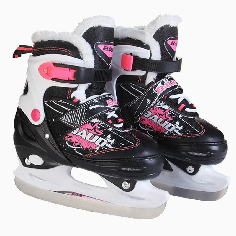 Профессиональная Обувь для скейтборда для детей, детская хоккейная обувь с лезвием из ПВХ, водонепроницаемая обувь для катания на льду, регулируемый размер - Цвет: white