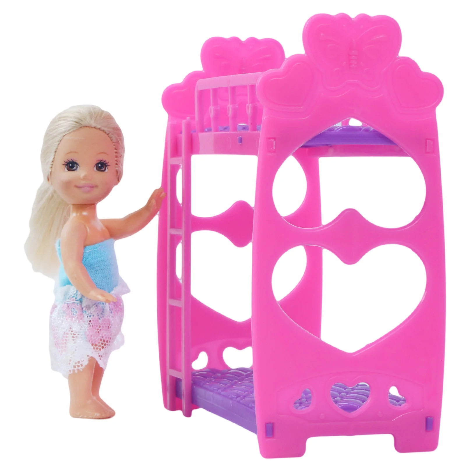 Fashion Mix Doll Accessories Double Bed Furniture Mini Swing Play Toy for 4 Inch Barbie Doll Playhouse Kids DIY Toys