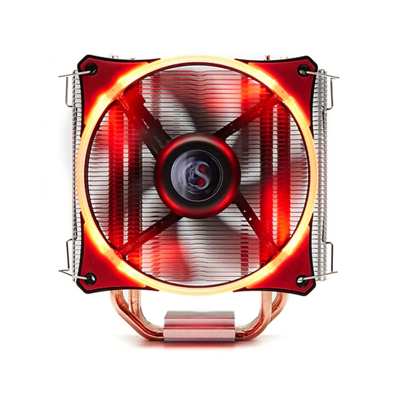 SOPLAY cpu Cooler 4 тепловые трубки 4pin 12 см светодиодный вентилятор ПК компьютер для Intel LGA 115X AMD все серии охлаждения процессора радиатор вентилятор - Цвет лезвия: Красный