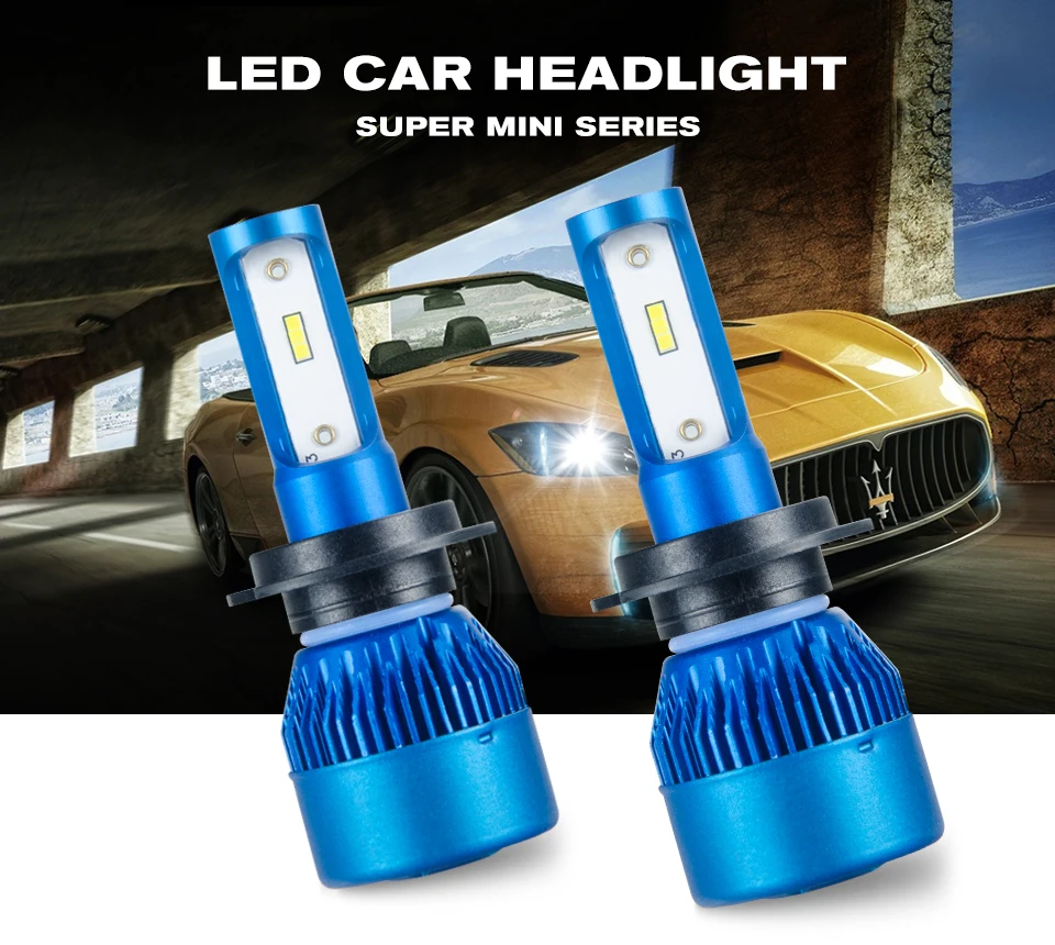 Foxcncar H4 H7 LED car headlight bulb Mini H1 H11 9005 9006 Auto Headlamp 24V 12V 10000LM 72W ampoule HB3 fan H8 6500K CSP Puce (2)