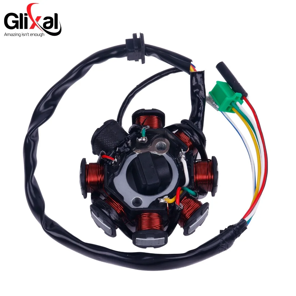 Glixal 8-coil МАГНЕТО генератор статора для GY6 125cc 150cc 152QMI 157QMJ китайский скутер мопед ATV Go Kart Quad двигатель(3+ 2