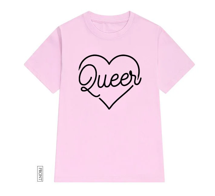 Женская футболка с принтом сердца Queer повседневная хлопковая хипстерская