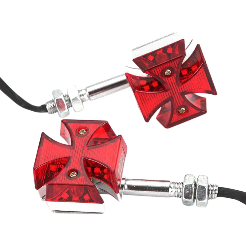 

2x Motorcycle Cross Red Led Brake Running Turn Signal Tail Light Custom Cruiser