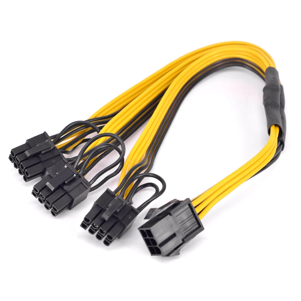 

PCIe GPU 6pin 1 to 3 port 6+2Pin Female to Male Extension Cable PCI express Graphics card 6Pin to 8pin power supply cord for BTC