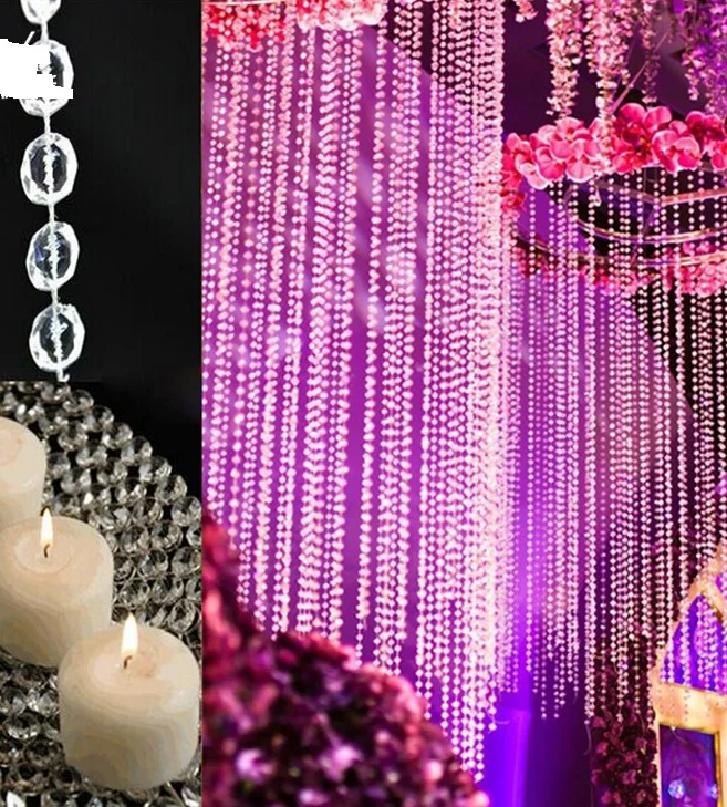 Acrylic Crystal Beads Chain Hanging Bead Curtain Garland Flowers