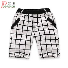DE PEACH/летние хлопковые детские штаны, шорты для маленьких мальчиков, белая и черная повседневная детская одежда в клетку, шорты для мальчиков 3-8 лет