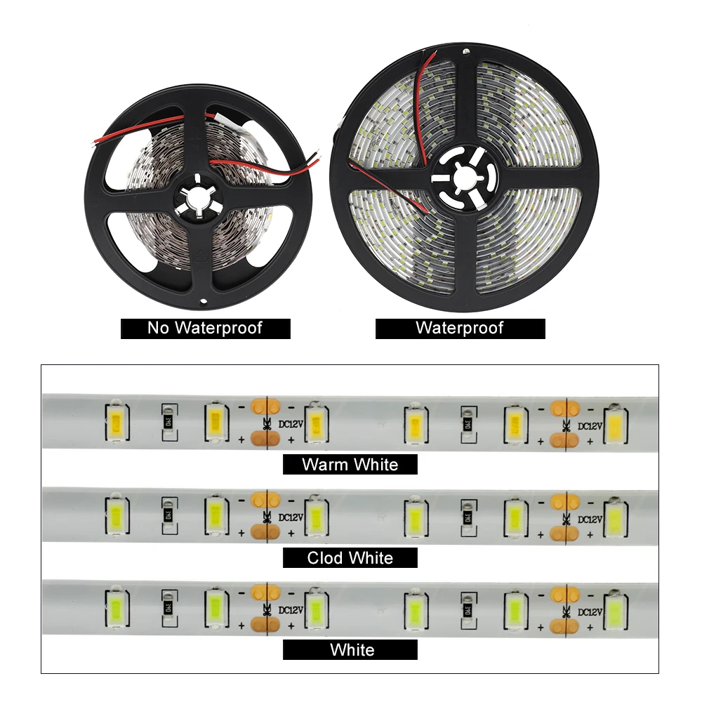 Светодиодная лента 5630 12 в 60 светодиодный/м теплый белый/холодный белый 5 м лампы для украшения дома+ Драйвер DC12V 3A