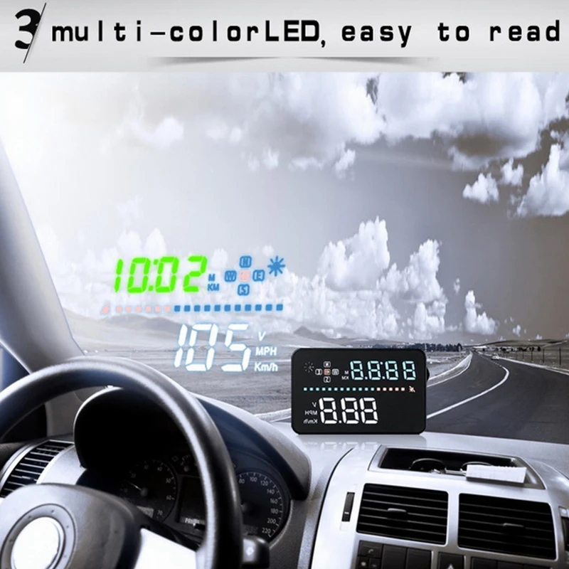 HUD 3,5 дюйма автомобилей Head-up Дисплей Smart Digital часы спидометра одометром напряжения ometer A3 Head-up Дисплей
