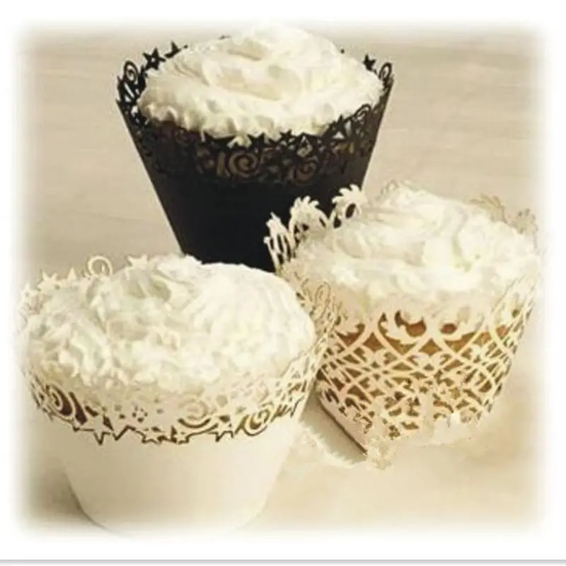 50pcs Lace Cupcake Wrappers Cup cake Muffin Paper Wrapper Christmas