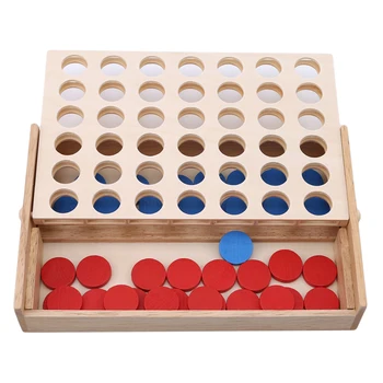 

Educational Toy for Kids Fun Children Boys Girls Gifts Four in A Row Wooden Bingo Game puzzles toys Line Up Classic Family Board