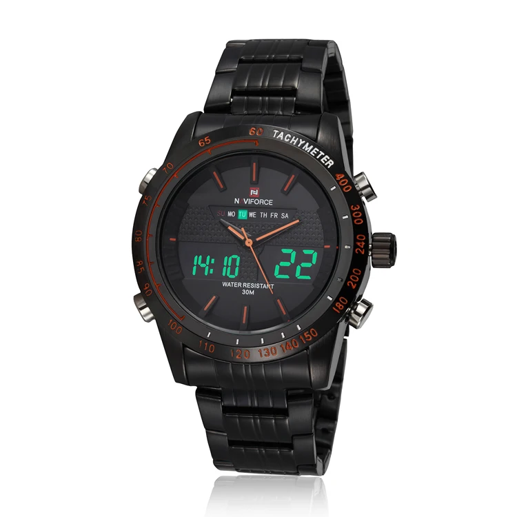 NAVIFORCE Топ бренд для мужчин s спортивные часы для мужчин нержавеющая сталь аналог цифровой светодиодный часы jam tanga часы Relogio Masculino - Цвет: black orange