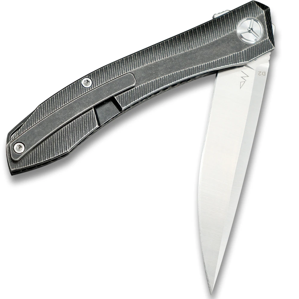TwoSun d2 blade folding Pocket Knife Camping tactical hunting knife survival tool EDC Titanium Carbon Fiber Fast Open TS103