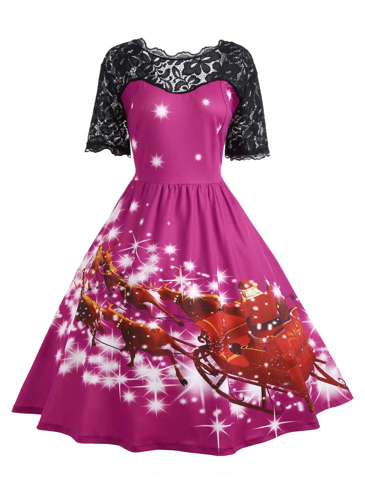 Wisalo, женские рождественские вечерние платья средней длины с кружевной вставкой для отца, женские осенние винтажные платья с вставкой, женские платья размера плюс, 5XL, 4XL, Vestidos