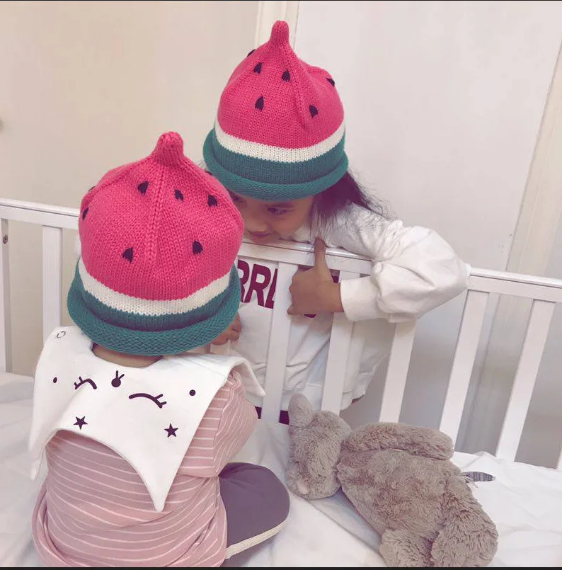 2018 Winter Hats Crochet Children's Hat Set Head Cap Watermelon Cap